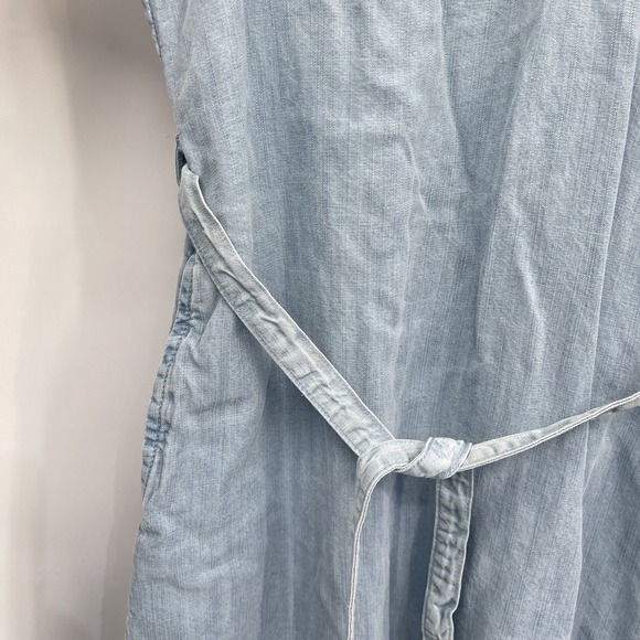 Eddie Bauer Embroidered Dress 10 Chambray Blue Sleeveless Lyocell - Picture 4 of 8